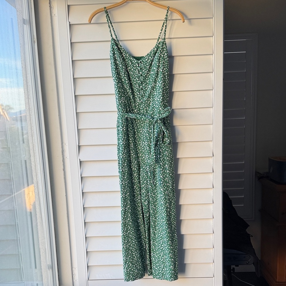 Banana Republic Green Small Floral Print Jumpsuit